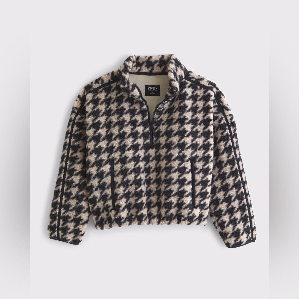 Abercrombie & Fitch YPB Houndstooth Half-Zip Sherpa Pullover